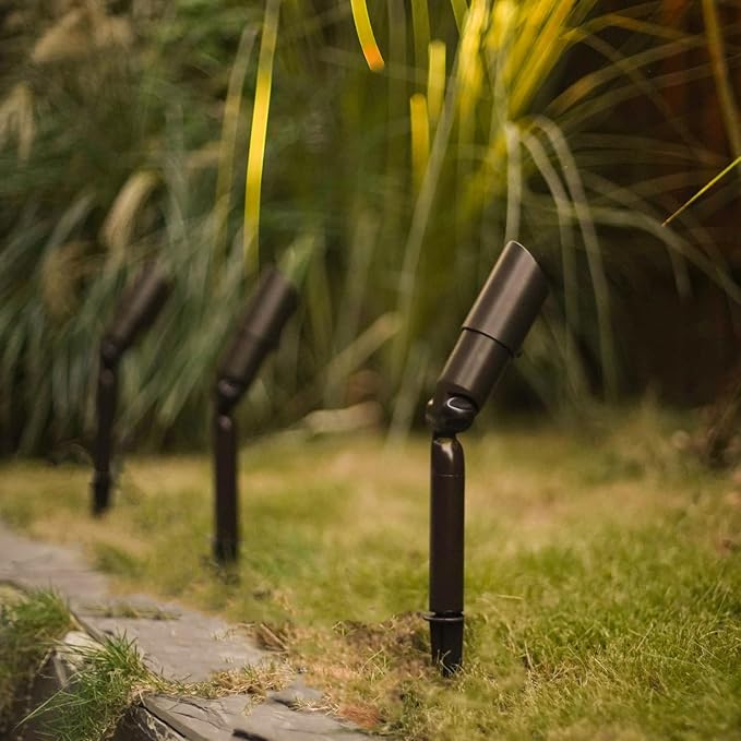 OODSMANN Low Voltage Landscape Flood Lights 20W Halogen 176 Lumen Outdoor Spotlight 3000K Warm White Replaceable Bulbs Outside Hardwired Lighting with Metal Stakes Cable Connectors