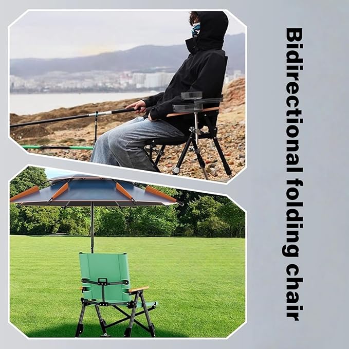 Mjaie Portable Camping Chair Bidirectional Folding Design Steel Reinforced Structure Outdoor Leisures Seat for Outdoor with Back Foldable Chair