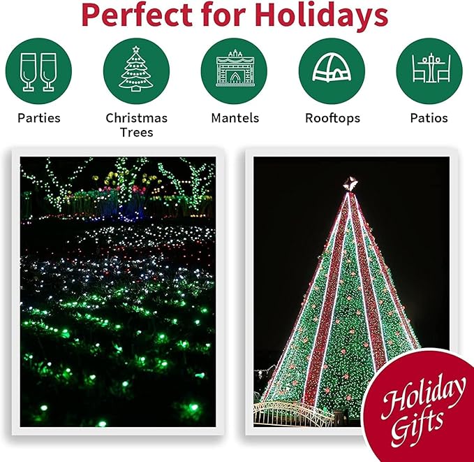 LAMPHOME 500 LED St Patrick's Day String Lights Outdoor 11 Modes Plug-in Twinkle Fairy for Bedroom 46ft 500LED Christmas Cluster Outdoor Waterproof Green