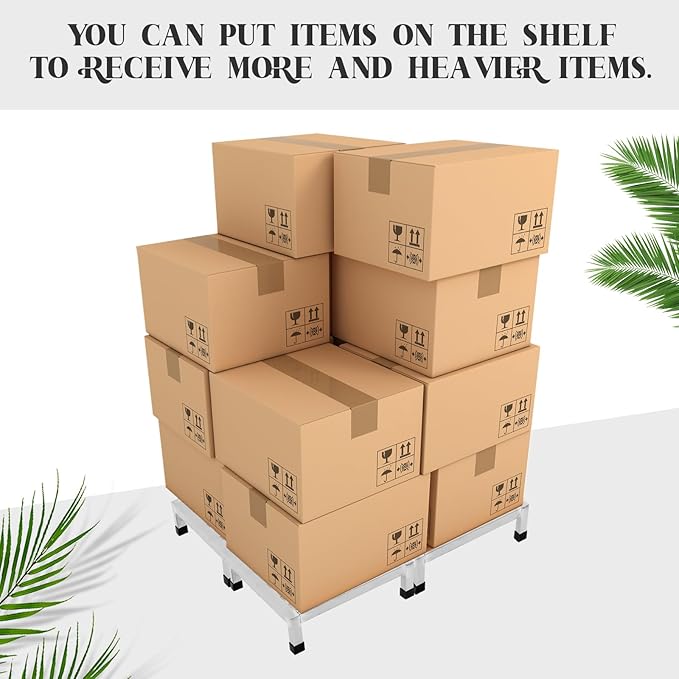 5 Pack Dunnage Rack 13.8 Long x 13.8 Wide 3.9 Height Stainless Steel Shelf 3000+ Pound Capacity Commercial Food Floor Rack for Restaurants Kitchens Garages and Vehicles
