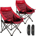 SUNNYFEEL 2 Pack Heavy Duty Camping Chairs for Adults Portable Oversized Folding Chair with Side Pockets &amp Cup Holde for FishingTripPicnicLawnConcert Outdoor Carry Bag Included