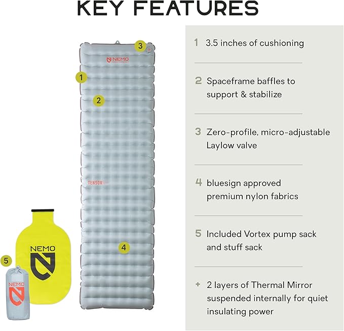 Nemo Equipment Tensor All-Season Ultralight Insulated Sleeping Pad - Regular (72x20) - Blade/Spicy Orange