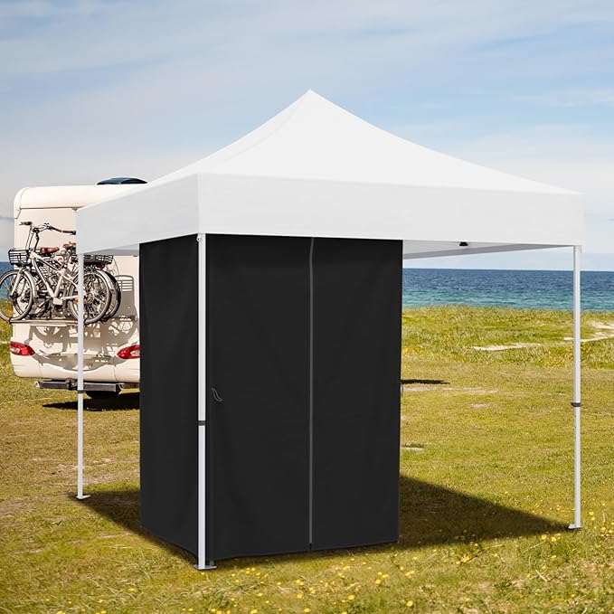 EAGLE PEAK Portable Privacy Tent Changing Room for Pop Up Canopy Fits Canopies with Cross Bars Outdoor Hanging Privacy Curtain 55.1 L x 55.1 W x 80.7 H Black