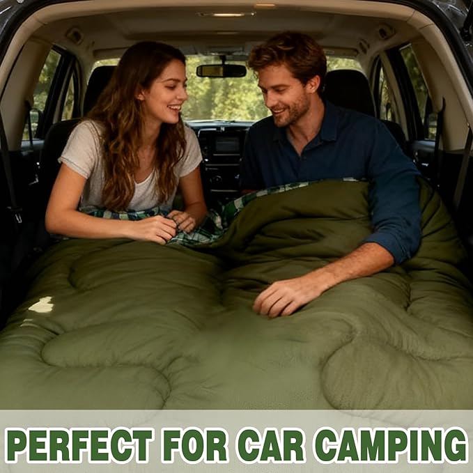0 Degree Double Sleeping Bag for Adults Queen Size 2 Person Sleeping Bag for Cold Weather with Compression Sack for Car Camping Hunting and Tent Camp