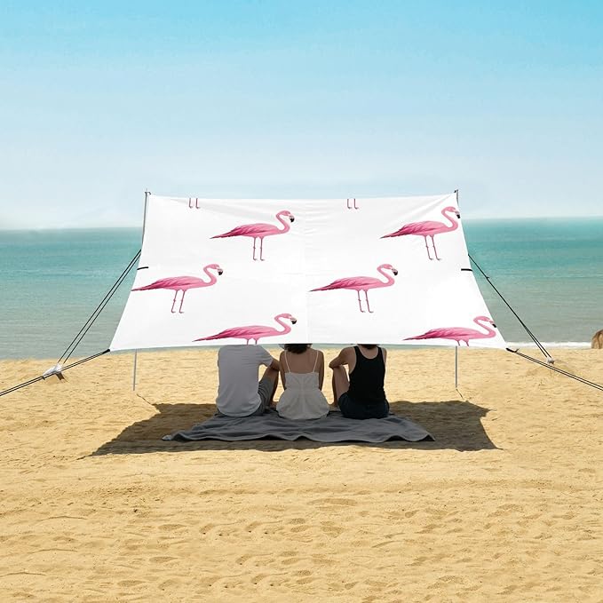 FlamingoCamping Sun Shelters 9.2 x 10.5 FT Beach Canopy Tent Sun Shade with Carrying Bag for Camping Trips Fishing Backyard Fun or Picnics 21341714