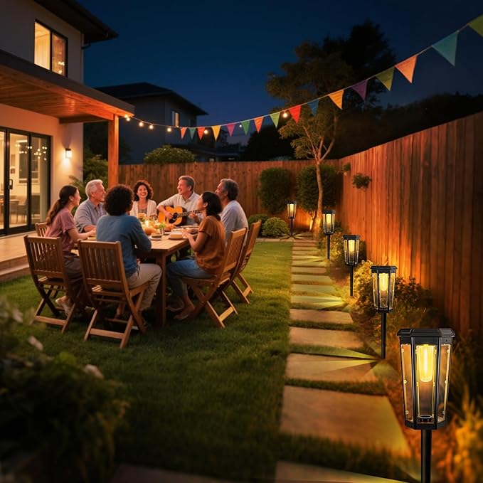 Solar Pathway Lights Outdoor 4 Pack Bright Solar Lights Outdoor Waterproof Bright Up to 10 Hrs Auto On/Off Garden Lights for Yard Landscape Driveway Walkway with 2 Lighting Modes