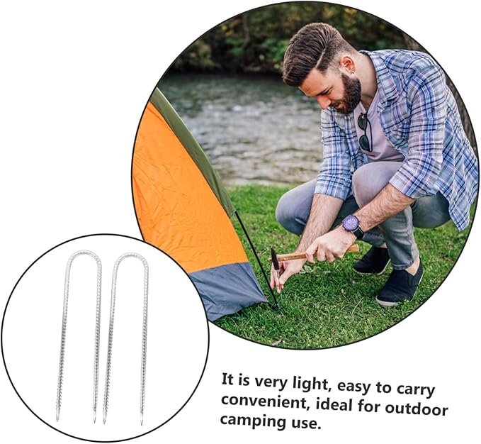 4Pcs Heavy Duty U Shaped Landscape Stakes for Ground Fixing Weather Resistant Anchoring Tools for Camping Gardening and Turf Protection Durable Lawn Stakes for Outdoor