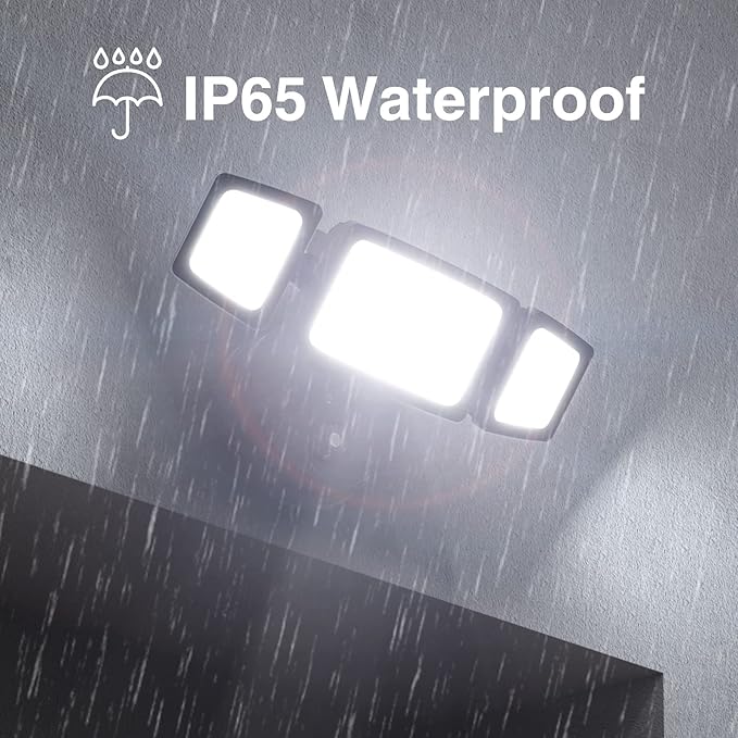 Onforu 60W LED Dusk to Dawn Outdoor Lighting2 Packs 6000LM Exterior Flood LightsIP65 Waterproof Outdoor 3 Adjustable Heads Photocell Black Lights Fixture6500K Daylight White Floodlights(Black)
