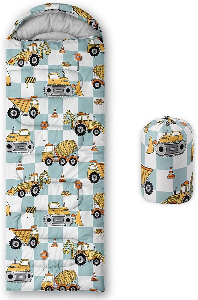 AILONEN Cartoon Car Sleeping BagsLightweight &amp Waterproof3 Season Warm &amp Cool WeatherCute Stars Printed Vehicles Transportation Sleeping Bags for BoysKidsAdults TravellingOutdoors