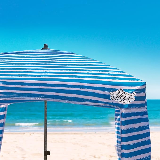 Qipi Beach Cabana - Easy to Set Up Canopy Waterproof Portable 6' x 6' Beach Shelter Included Side Wall Shade with UPF 50+ UV Protection Ultimate Sun Umbrella - for Kids Family &amp Friends