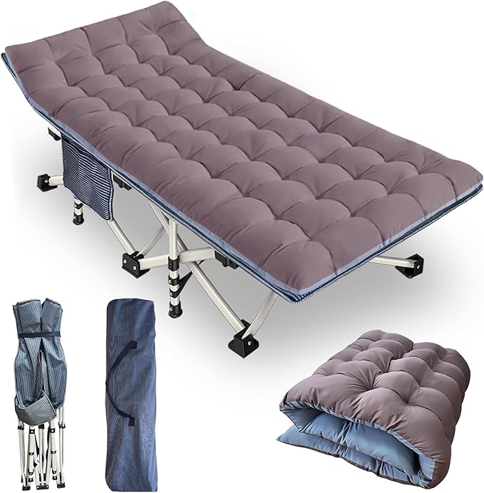 79 L x 32 W x 18 H Camping Cot with Comfortable Mattress for Adults Oversize XXL Cots for Sleeping Camping Bed Folding Cot Heavy Duty with Carry Bag for Home Outdoor Travel