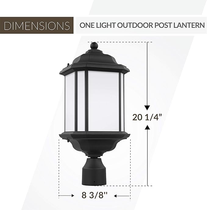 Sea Gull Lighting 82529-12 Kent One-Light Outdoor Post Lantern Outside Lighting Black Finish