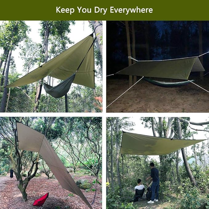 Sunyear Hammock Camping with Rain Fly Tarp and Net Portable Camping Hammock Double Tree Hammock Outdoor Indoor Backpacking Travel &amp Survival 2 Tree Straps100% Waterproof
