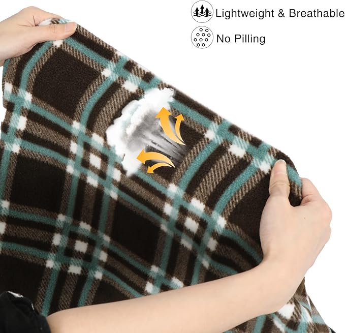 REDCAMP Fleece Sleeping Bag Liner Thicker for Adult Warm or Cold Weather 73 Long Full Sized Zipper Camping Blanket for Outdoor Indoor Used with Sack Brown