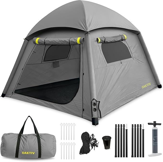 CloudCamp Inflatable Tents for Camping- 6 People Waterproof Oxford Fabric(210D) Quick Setup Air Tent with Manual &amp Battery Pump UV Protection 4-Season Inflatable Tent