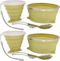 Mess Kit for Camping Silicone Collapsible Bowl Collapsible Cup and Stainless Steel Spoon for Backpacking Outdoor Hiking Traveling and Picnic - 2 Pack