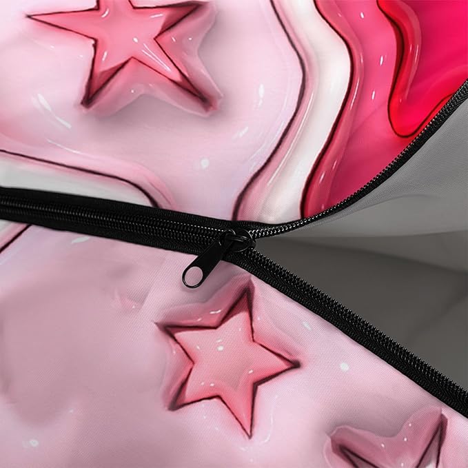 Kids Sleeping Bag for Boys Girls3D Pink Stars Print-Lightweight Warm Portable Outdoor Indoor-Waterproof Cold Weather Resistant Sleeping Bag for Camping Hiking