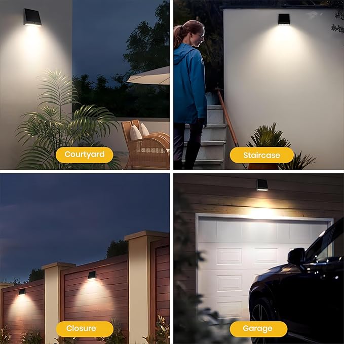 Solar Outdoor Lights 1000LM IP65 Waterproof Solar Flood Lights with 4 Modes 4000K Motion Sensor Solars Wall Light for House Number Porch Frontdoor Backyard