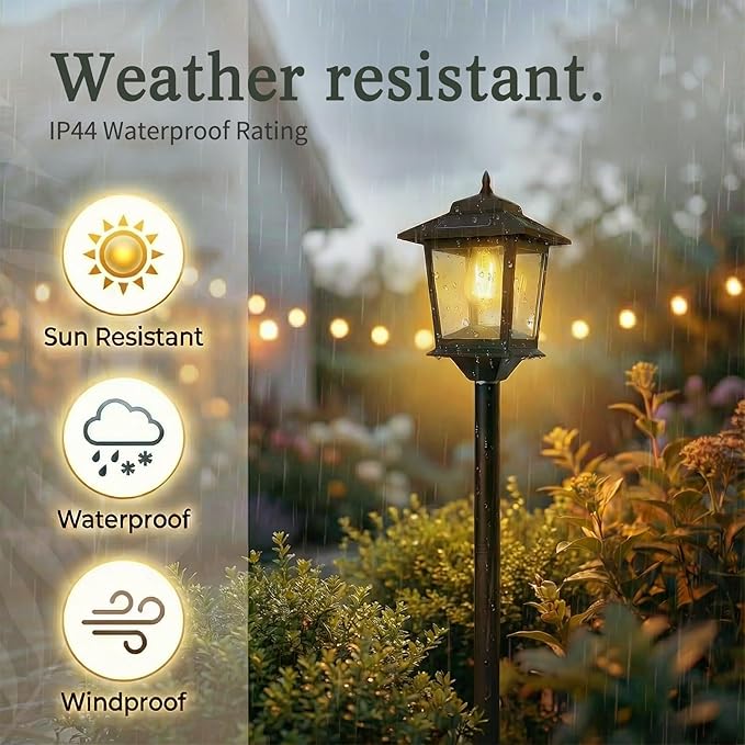 PASAMIC Outdoor Solar Post Lights 2-Pack 63 Dusk to Dawn Solar Lamp Posts Waterproof Floor Lamps Warm White Pole Lights for Patio with Replaceable Bulb