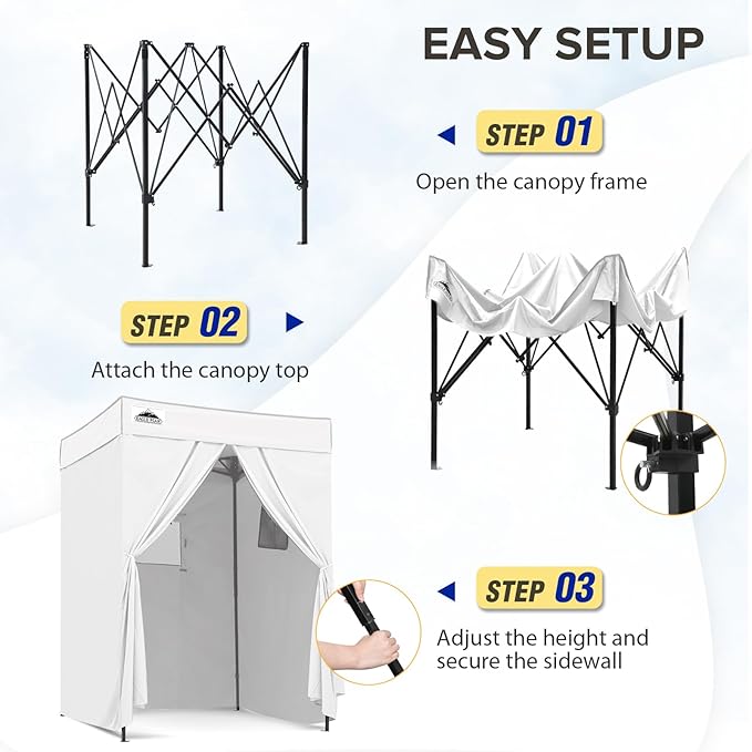 EAGLE PEAK Flex Compact 5x5 Pop-up Canopy Changing Room Portable Privacy Dressing Room for Indoor Fashion Photoshoots Camping or Pool White
