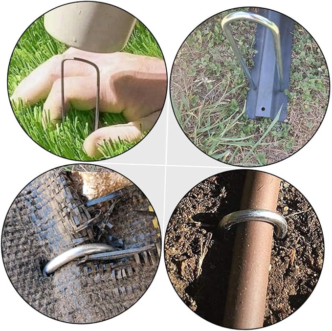 4Pcs U Shaped Ground Pegs for Outdoor Camping Heavy Duty Landscape Pins for Tents Trampolines and Awnings Lightweight and Portable for Hiking and Picnics