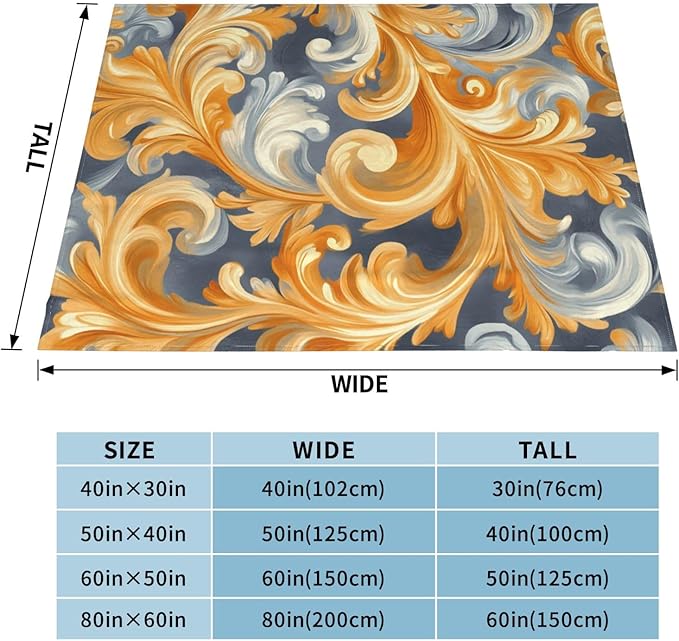 Golden Flowers Soft Fleece Blanket 60 * 50 inch Soft Sofa Blanket Suitable for Sofa Camping Travel Night Cover Blanket
