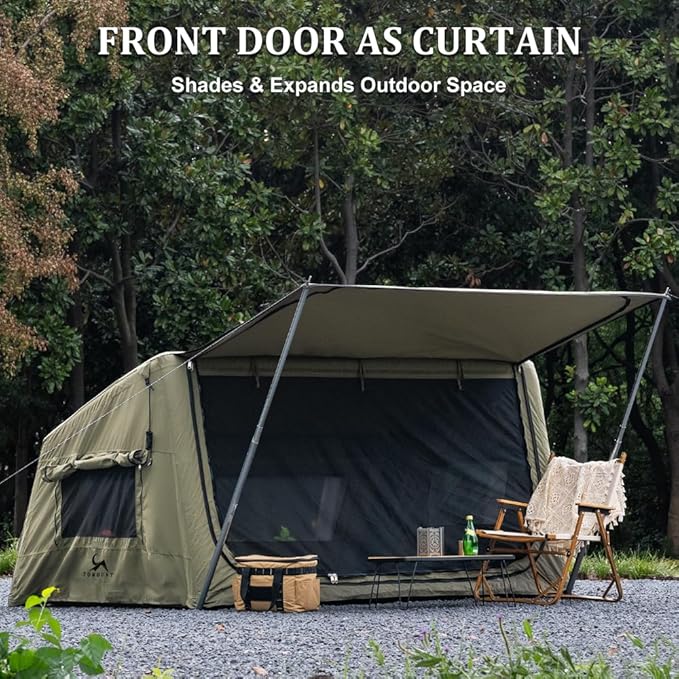 TOMOUNT Inflatable Canvas Tent with PumpEasy Setup Blow Up Tent for Camping
