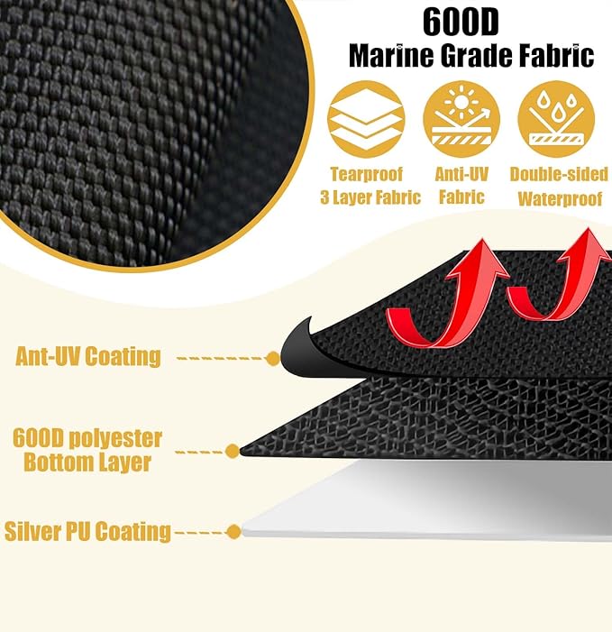 Privacy Curtain Tent for Boats Portable Heavy 600D Marine Grade Waterproof Fabric Pontoon Boat Changing Room and Privacy Room Easy to Install Under Bimini Top 30 L 27 W 72 H (Black)