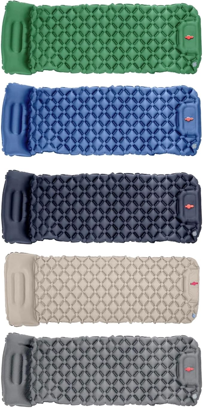 Outdoor Camping Inflatable Mattress Sleep Pad with Pillows Travel Mat Folding Bed Light Weight Air Cushions Enduring Travel Mat Folding Bed