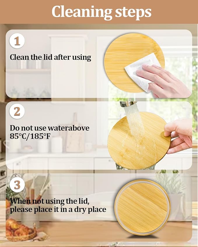 Replacement Wooden Lids for Pyrex Anchor Hocking Glass Containers 7200 * 2 7201-PC*2 7402-PC*2 Bamboo Lids for Pyrex 2Cup 4Cup 7Cup Glass Bowls Bowl Covers 6 Pack