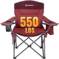 FUNDANGO Oversized Camping Chairs for Adults Heavy Duty Fold Up Sports Games Lawn Chairs Extra Wide Big Man Outdoor Chairs with Padded Lumbar Support Backrest Bag Included for Camp Outside Beach