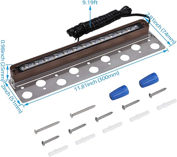 LEONLITE 8-Pack Premium Series 12 Inch Dimmable LED Hardscape Lighting 3 Way 3W/5W/7W Retaining Wall Lights Low Voltage Landscape Lights 12V Paver Light Outdoor Step Light 3000K Warm White ETL