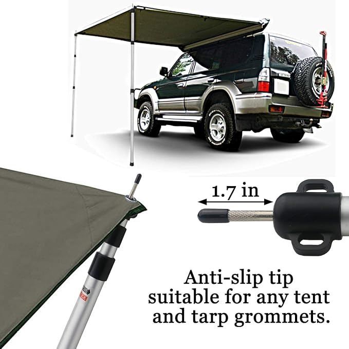Sunnyglade 2 Pcs Adjustable Tarp Poles Silver  Telescoping Aluminum Rods Portable Awning Poles for CampingBackpackingHiking(Set of 2)
