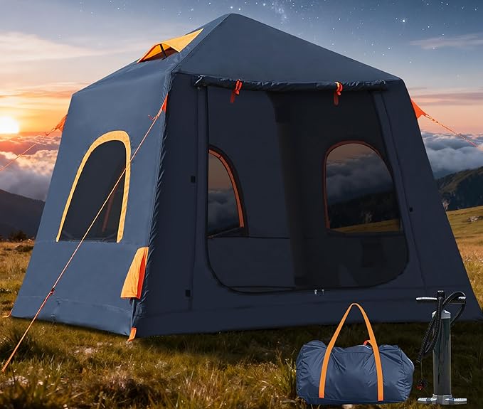 Inflatable Tents for Camping2/4 Person Easy Setup Blow Up Tents for 4 Seasons Waterproof InflatableTent for Camping Air Glamping Tents for Camping Adult