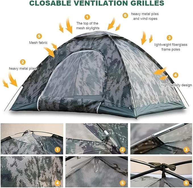 Camping Tent 1/2/3/4 Person Waterproof Family Dome Tent with Rain Fly Lightweight Outdoor Tent for Backpacking Hiking Camping Full Coverage Tent for Outdoor Accessories