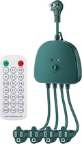 Christmas Light Controller with Remote Create Dazzling Lighting Displays with Multiple Functions Timer Dusk to Dawn Sensor Adjust Speed for Outdoor Indoor String Light (4 Channel 14 Functions)