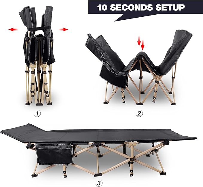 REDCAMP Folding Camping Cots for Adults Heavy Duty 28 Extra Wide Sturdy Portable Sleeping Cot Black 2-Pack