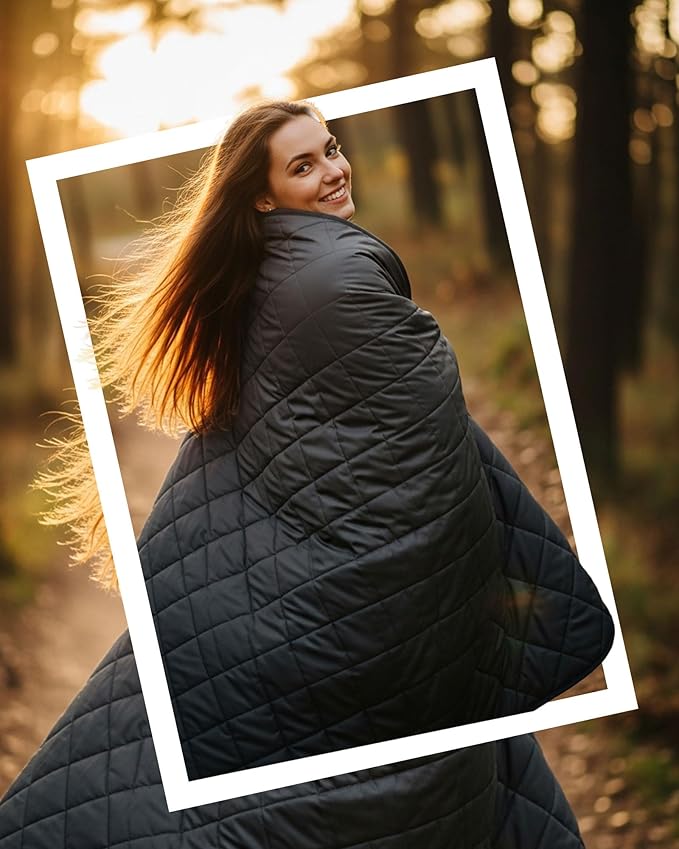 Large Waterproof Stadium Blanket Soft Warm Fleece Camping Blanket Windproof for Cold Weather 79x 59 Triple Layers for Outdoor Sports Concerts Car Dog