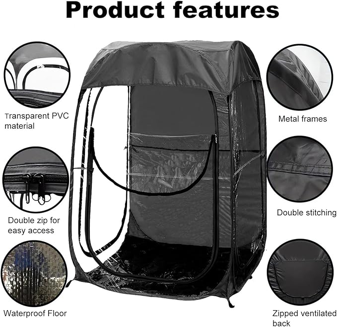 Sports Pod Pop Up Tent Weather Pod 2 Person with Transparent Windows Protection Cold Wind and Rain for Outdoor Sports Camping Fishing