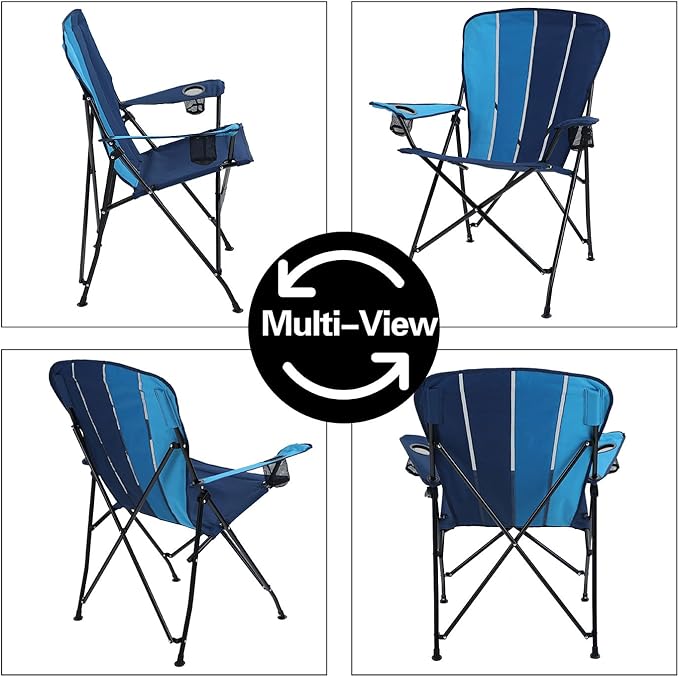 LET'S CAMP Oversized Camping Chairs Lawn Chair Support 300LBS Portable Collapsible Chair with Cup Holder