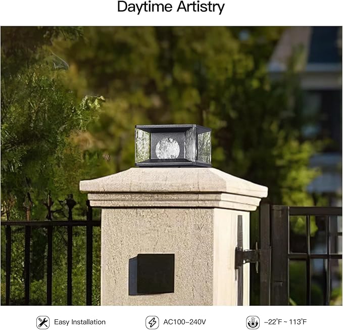 Outdoor Post Lights AC100-240V 7.9 Hard Wired Glass Column Light Waterproof Modern Pillar Lights 3000K LED Fence Deck Lamp Landscape Lighting for Garden Pathway Yard Driveway Entrance Posts