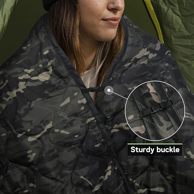Mirzoyan Woobie Blanket Military Poncho Liner Camo Insulated Camping Woobie Blanket for Outdoor Hiking Survival Hunting