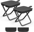 Camping Stools Set of 2 10.6 Inch Small Portable Folding Chair with Carry Bag Collapsible Camp Stools for Adults Outdoor Footstool for Picnic Hiking Fishing Hold Up to 220 LBS Easy Setup Black