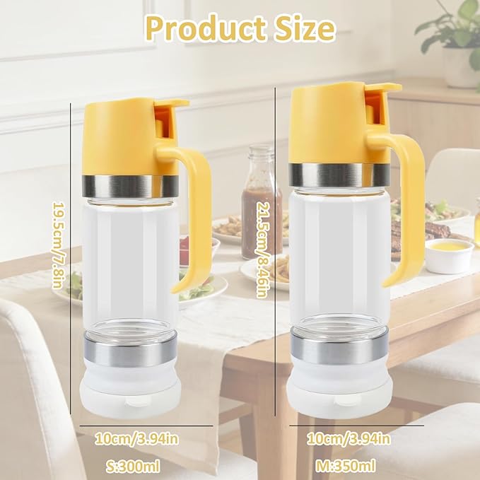 No-Drip Honey Dispenser Glass Honey Dispenser with Handle Press Type Bottom Outlet Design Easy One Hand Use Suitable for Honeys Coffee Syrup &amp Chocolate Sauce (Black-S)