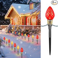 Brightown 2 Pack Strawberry C9 Christmas Pathway Lights Outdoor - Total 34.8 Feet 20 LED Christmas Walkway Lights Christma LightsOutdoor Decorations for Yard Lawn Holiday Outside Red &amp Warm Whit