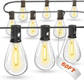 luckystyle 60FT LED Outdoor String Lights with 16+1 Edison Shatterproof Waterproof Bulbs 2700K Commercial Grade Patio Lights Heavy Duty Outside Hanging Outdoor Lights for Garden Porch Deck Decor