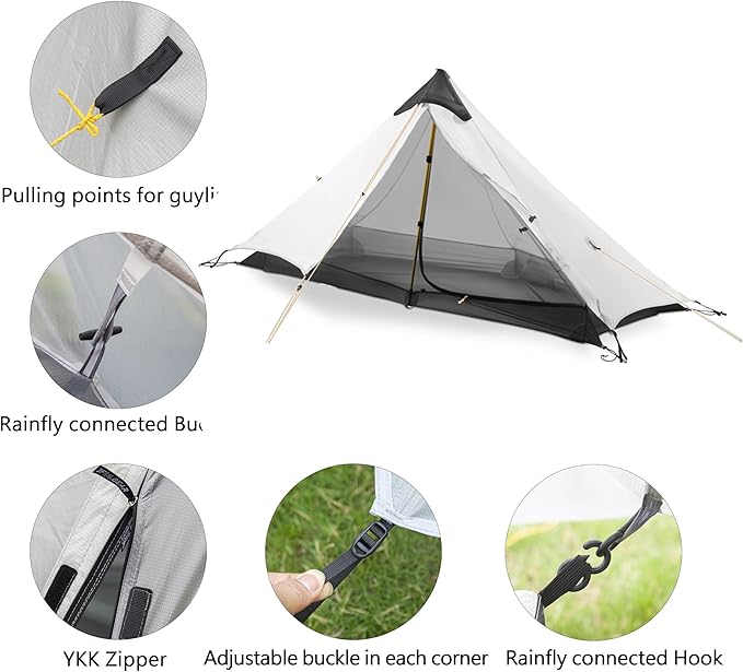 Ultralight Waterproof Tent Double-Layer Three-Season Backpacking Tent for 1-Person Camping Kayaking Climbing Hiking Weighing in at only 2 pounds for The Tent