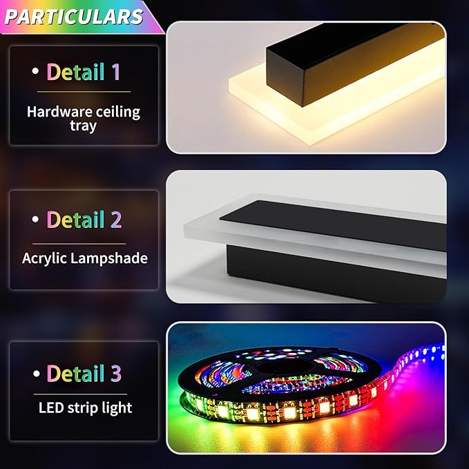 47inch Modern Wall Lights Outdoor 10 Colour Variations Dimmable Long Wall Sconce IP65 Waterproof 3000K-6000K Simple Acrylic Exterior Wall Lighting Fixtures for House Garage Front Patio