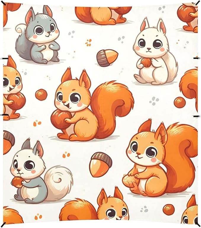 Cute Squirrel Pattern Camping Sun Shelter Beach Tent Portable Beach Sun Shade Outdoor Canopy for Camping Trips Fishing Picnic