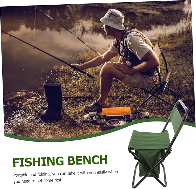 Yardwe Outdoor Folding Chairs Portable Chair Green Folding Chair Storage Bag for Fishing